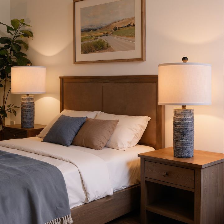 Maxax 23" Farmhouse Table Lamps Set of 2 with USB Ports, 3-Way Dimmable Resin Bedside Lamps for Living Room, Nightstand, Bedroom #T188