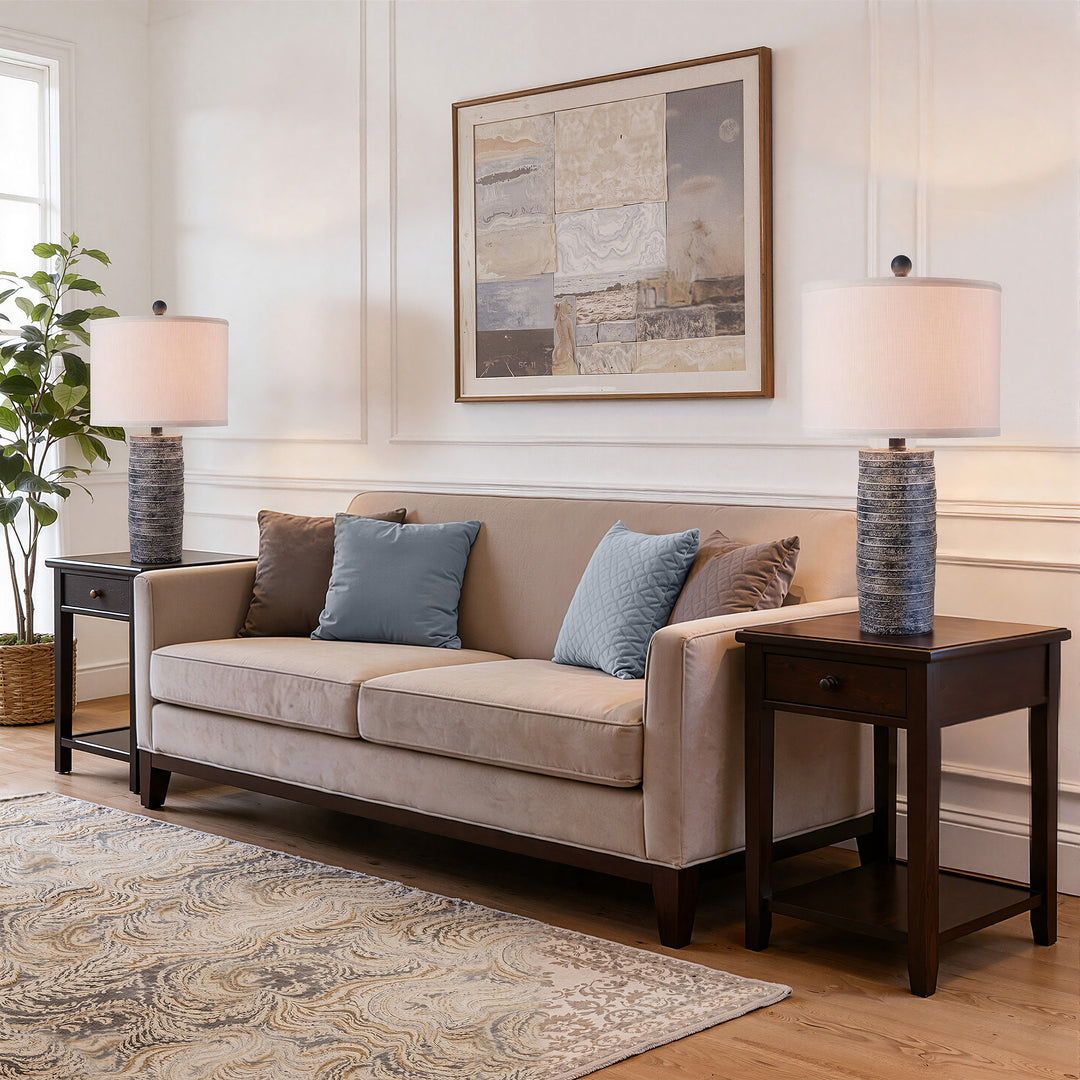 Maxax 23" Farmhouse Table Lamps Set of 2 with USB Ports, 3-Way Dimmable Resin Bedside Lamps for Living Room, Nightstand, Bedroom #T188