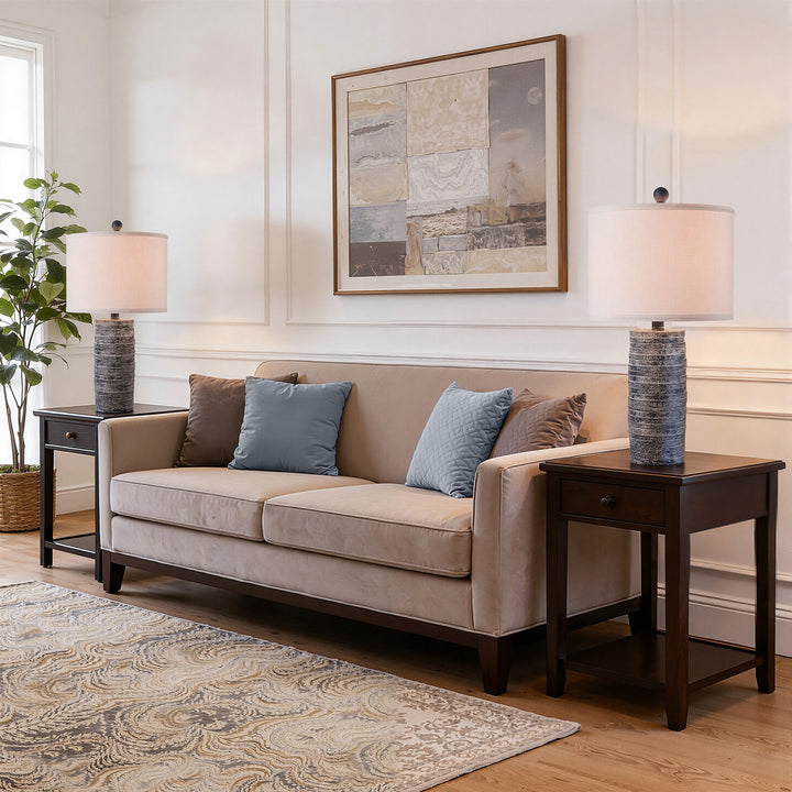 Maxax 23" Farmhouse Table Lamps Set of 2 with USB Ports, 3-Way Dimmable Resin Bedside Lamps for Living Room, Nightstand, Bedroom #T188