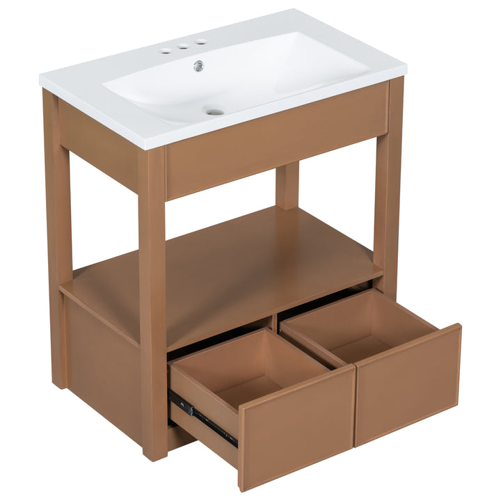 30'' Single Bathroom Vanity Cabinet With Ceramic Top #BV-005