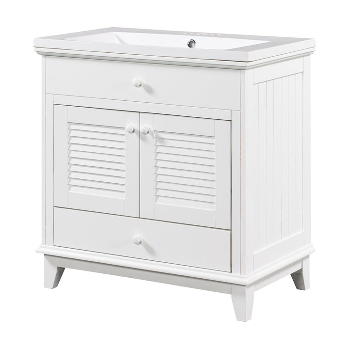 30'' Single Bathroom Vanity Cabinet With Ceramic Top #BV-006-30WH