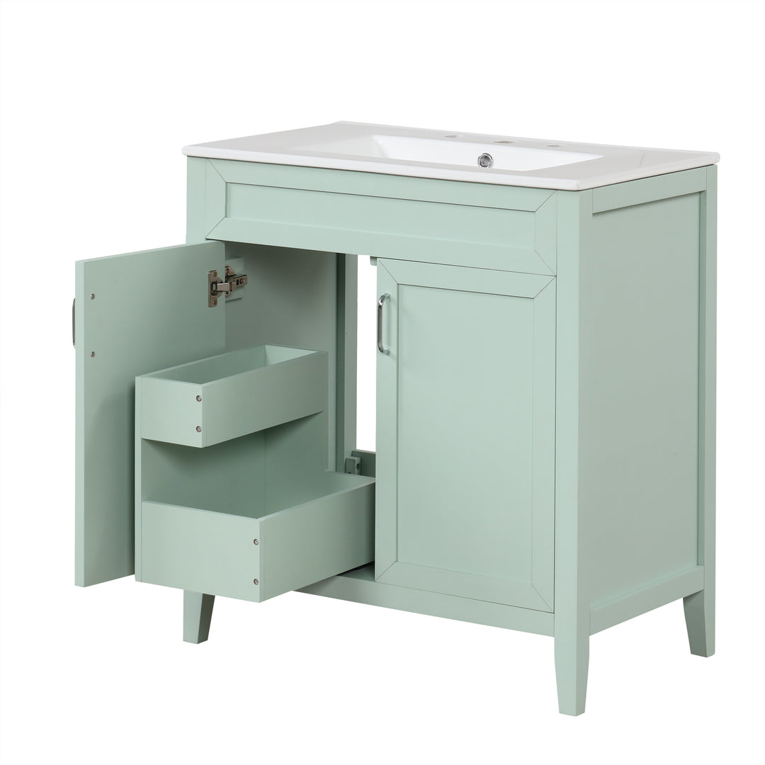 30'' Single Bathroom Vanity Cabinet With Ceramic Top #BV-008-30GN