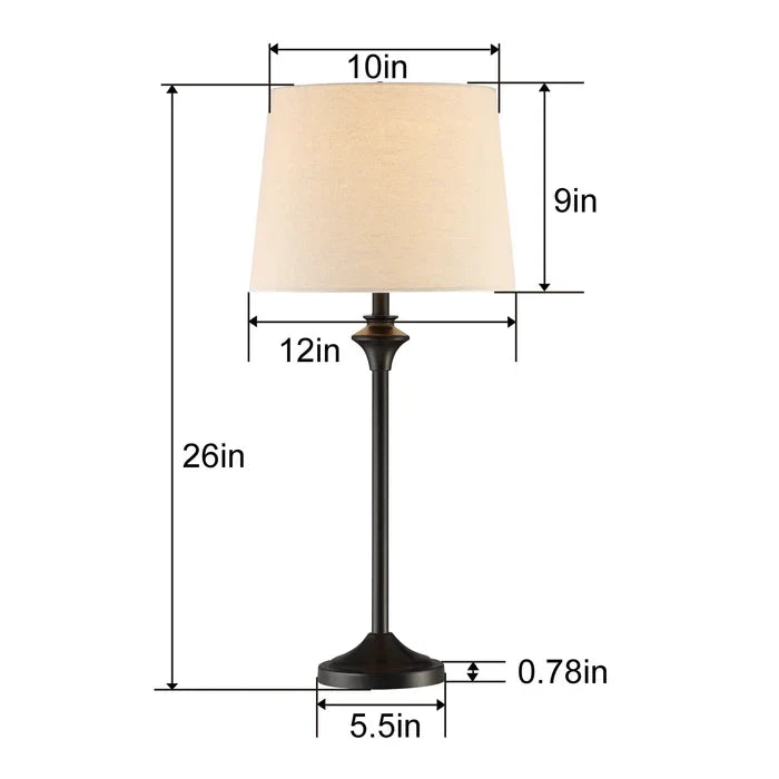 Maxax Metal Buffet Lamp with Oatmeal shade (Set of 2)