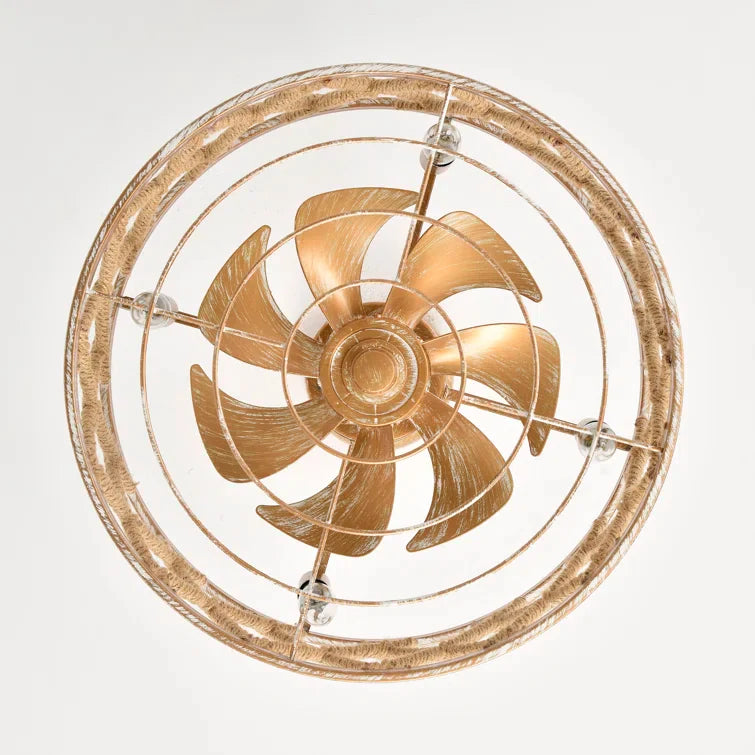 Maxax 19" Boho Caged Low Profile Ceiling Fan with Light and Remote, Stepless Color Temperature & 6 Speeds, Farmhouse Flush Mount Fan for Bedroom, Kitchen, Living Room, Kids Room #26001