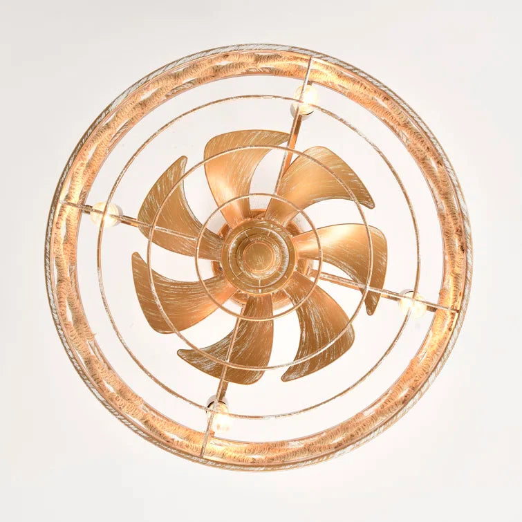 Maxax 19" Boho Caged Low Profile Ceiling Fan with Light and Remote, Stepless Color Temperature & 6 Speeds, Farmhouse Flush Mount Fan for Bedroom, Kitchen, Living Room, Kids Room #26001
