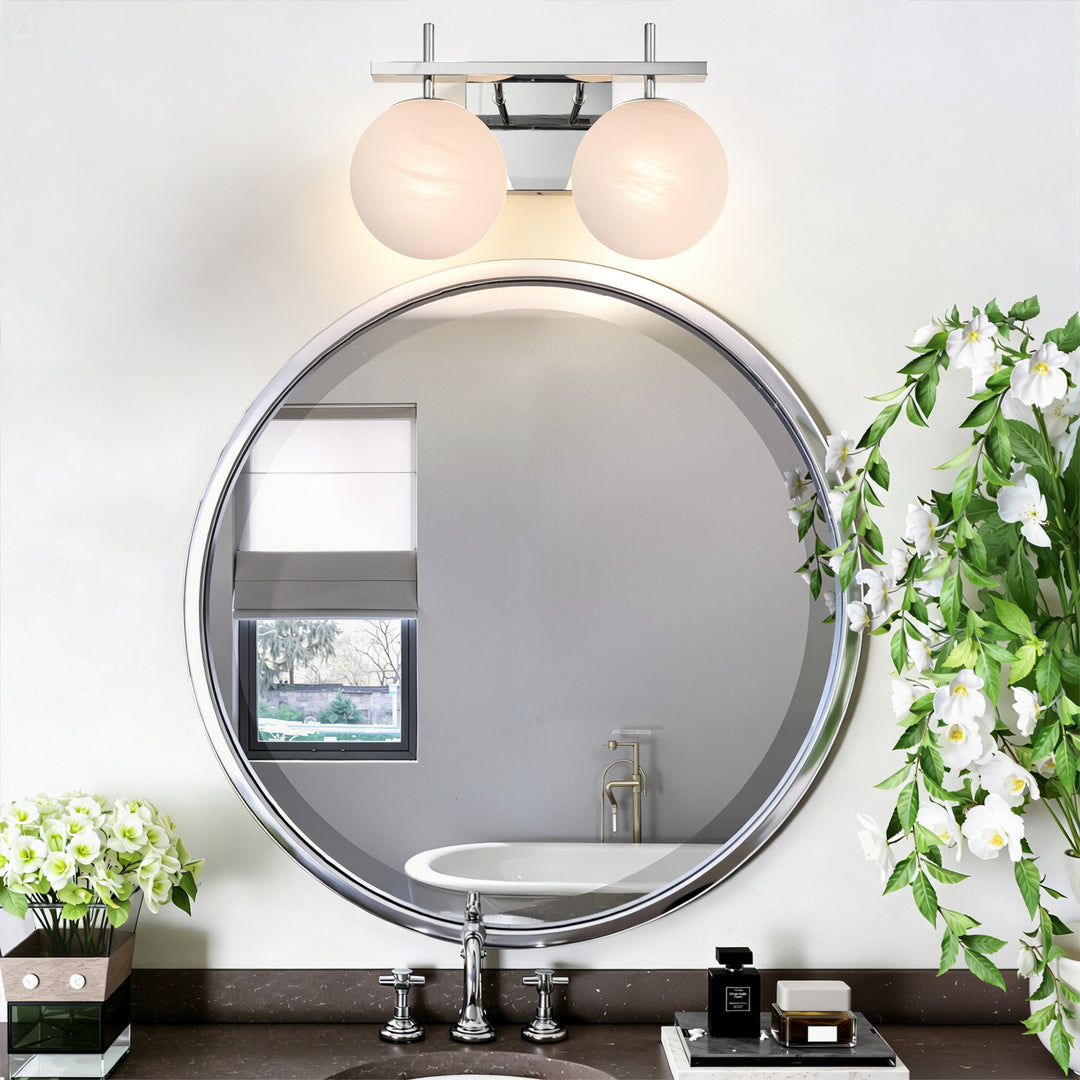 Nimbus Bathroom Vanity Light With Round Shape Cloud Glass Shade #29015