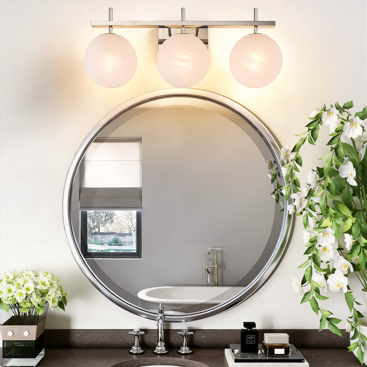 Nimbus Bathroom Vanity Light With Round Shape Cloud Glass Shade #29015