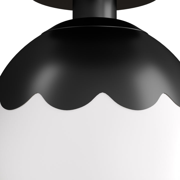 7.78 "-1 Light Paint Black /Brushed Brass /Brushed Nickel Modern Minimalist Milky White Glass Globe Semi Flush Mount Lighting Fixture For Bedroom/Hallway ＃C001