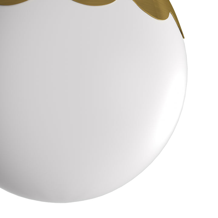 7.78 "-1 Light Paint Black /Brushed Brass /Brushed Nickel Modern Minimalist Milky White Glass Globe Semi Flush Mount Lighting Fixture For Bedroom/Hallway ＃C001