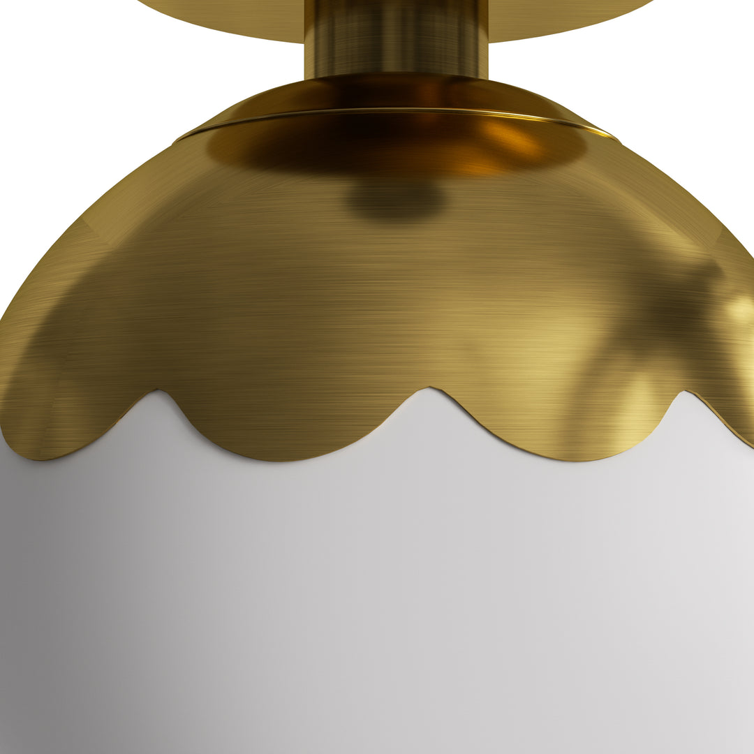 7.78 "-1 Light Paint Black /Brushed Brass /Brushed Nickel Modern Minimalist Milky White Glass Globe Semi Flush Mount Lighting Fixture For Bedroom/Hallway ＃C001