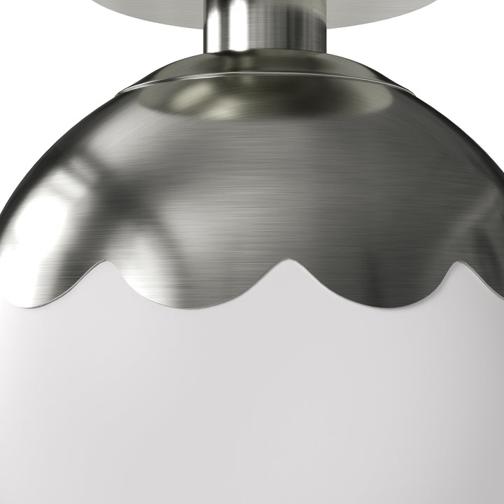 7.78 "-1 Light Paint Black /Brushed Brass /Brushed Nickel Modern Minimalist Milky White Glass Globe Semi Flush Mount Lighting Fixture For Bedroom/Hallway ＃C001