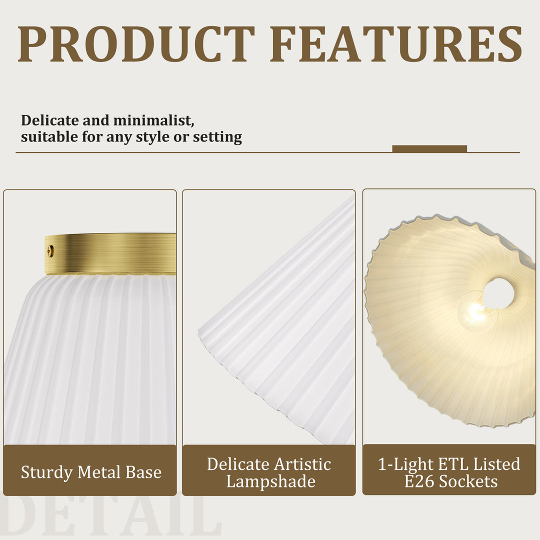 Glow 10" 1-Light Modern Matte Black Flush Mount With White Ribbed Glass Drum Shade For Hallways/ Stairwells /Dining Rooms #39016