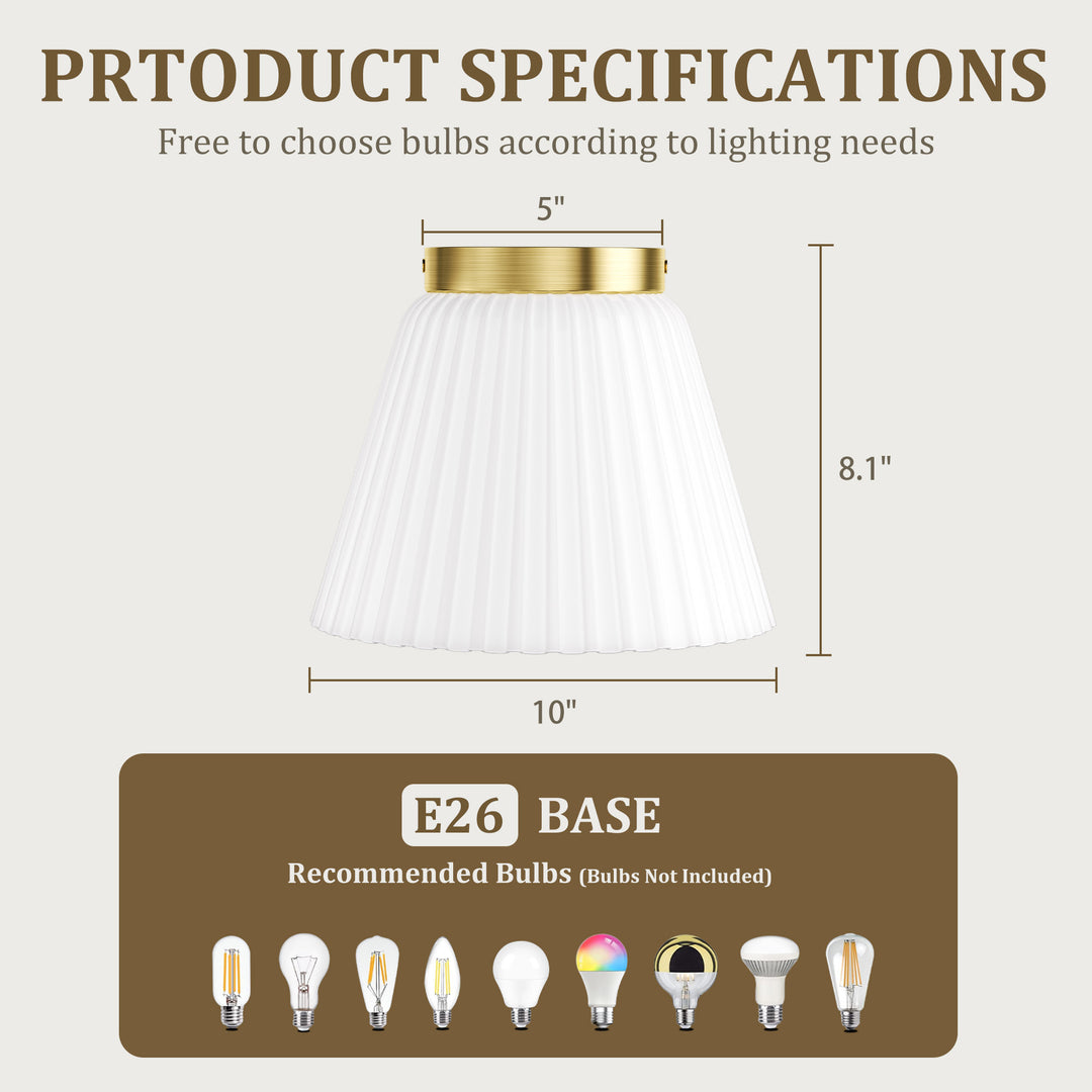 Glow 10" 1-Light Modern Matte Black Flush Mount With White Ribbed Glass Drum Shade For Hallways/ Stairwells /Dining Rooms #39016