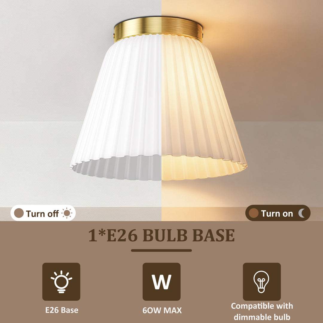 Glow 10" 1-Light Modern Matte Black Flush Mount With White Ribbed Glass Drum Shade For Hallways/ Stairwells /Dining Rooms #39016