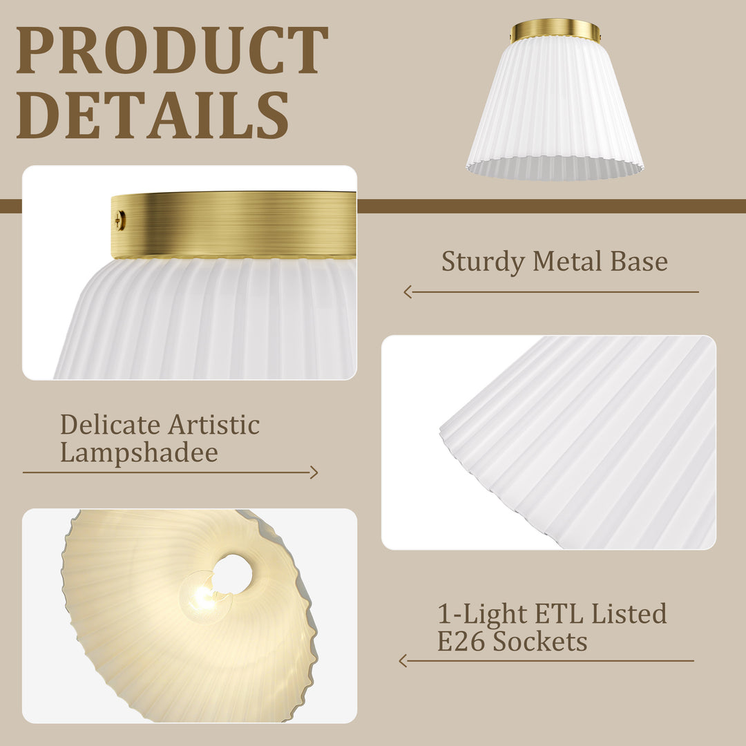 Glow 10" 1-Light Modern Matte Black Flush Mount With White Ribbed Glass Drum Shade For Hallways/ Stairwells /Dining Rooms #39016