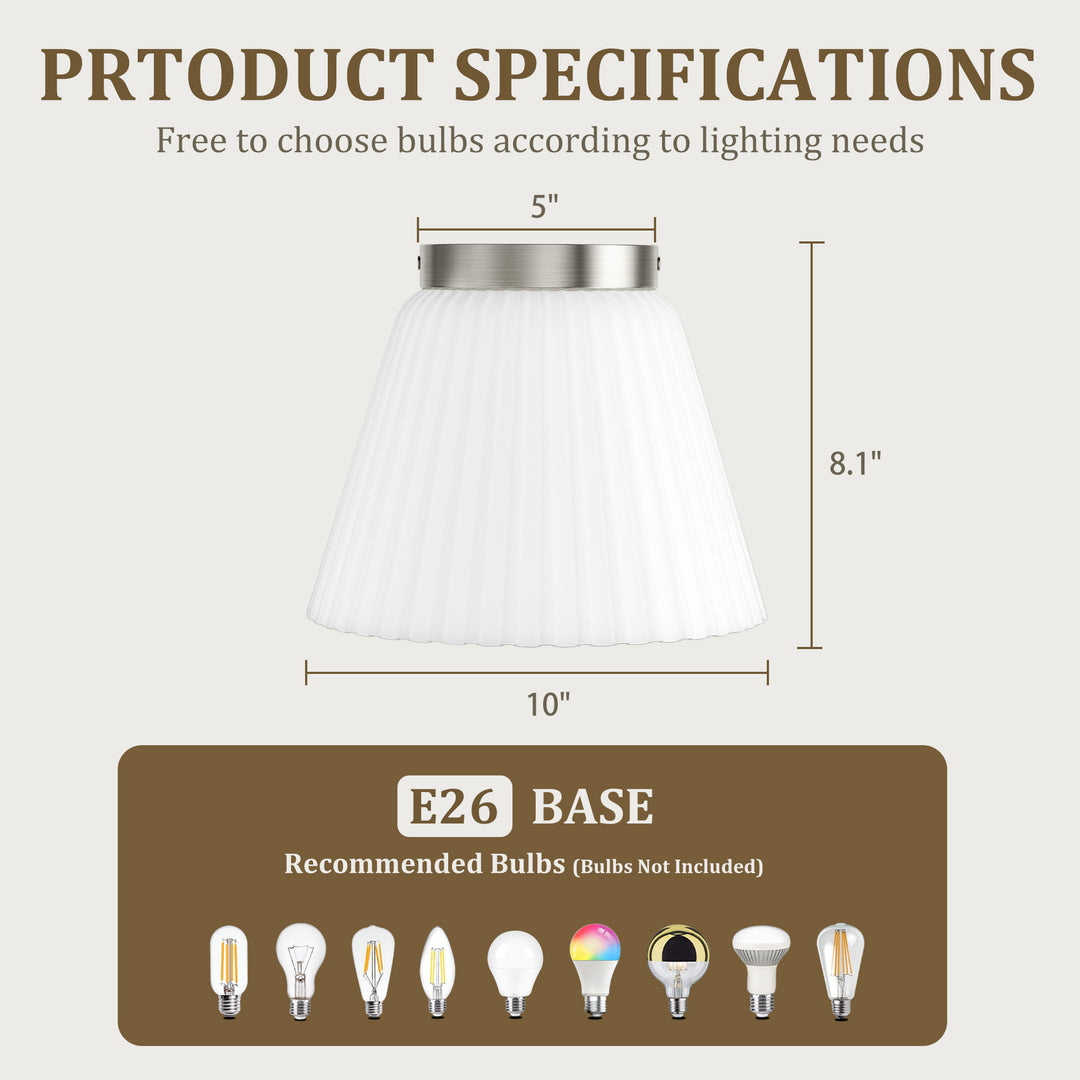 Glow 10" 1-Light Modern Matte Black Flush Mount With White Ribbed Glass Drum Shade For Hallways/ Stairwells /Dining Rooms #39016