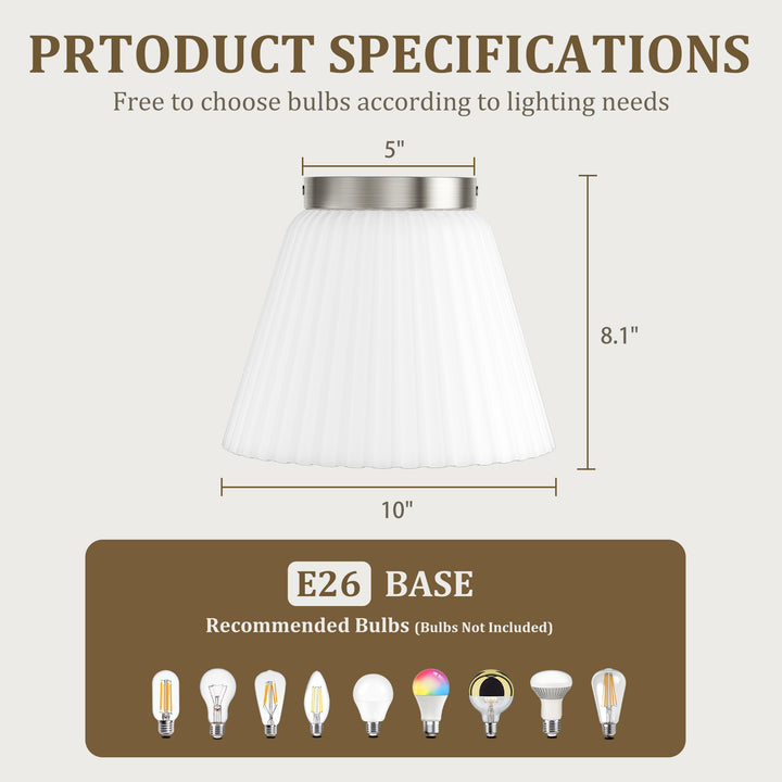 Glow 10" 1-Light Modern Matte Black Flush Mount With White Ribbed Glass Drum Shade For Hallways/ Stairwells /Dining Rooms #39016