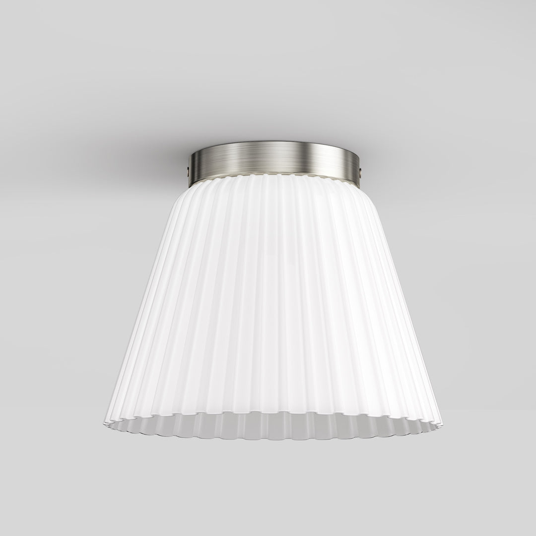 Glow 10" 1-Light Modern Matte Black Flush Mount With White Ribbed Glass Drum Shade For Hallways/ Stairwells /Dining Rooms #39016