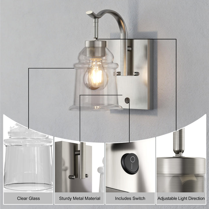 5''w Dimmable Nickel Iron Adjustable Light Direction Wall Sconces #19001