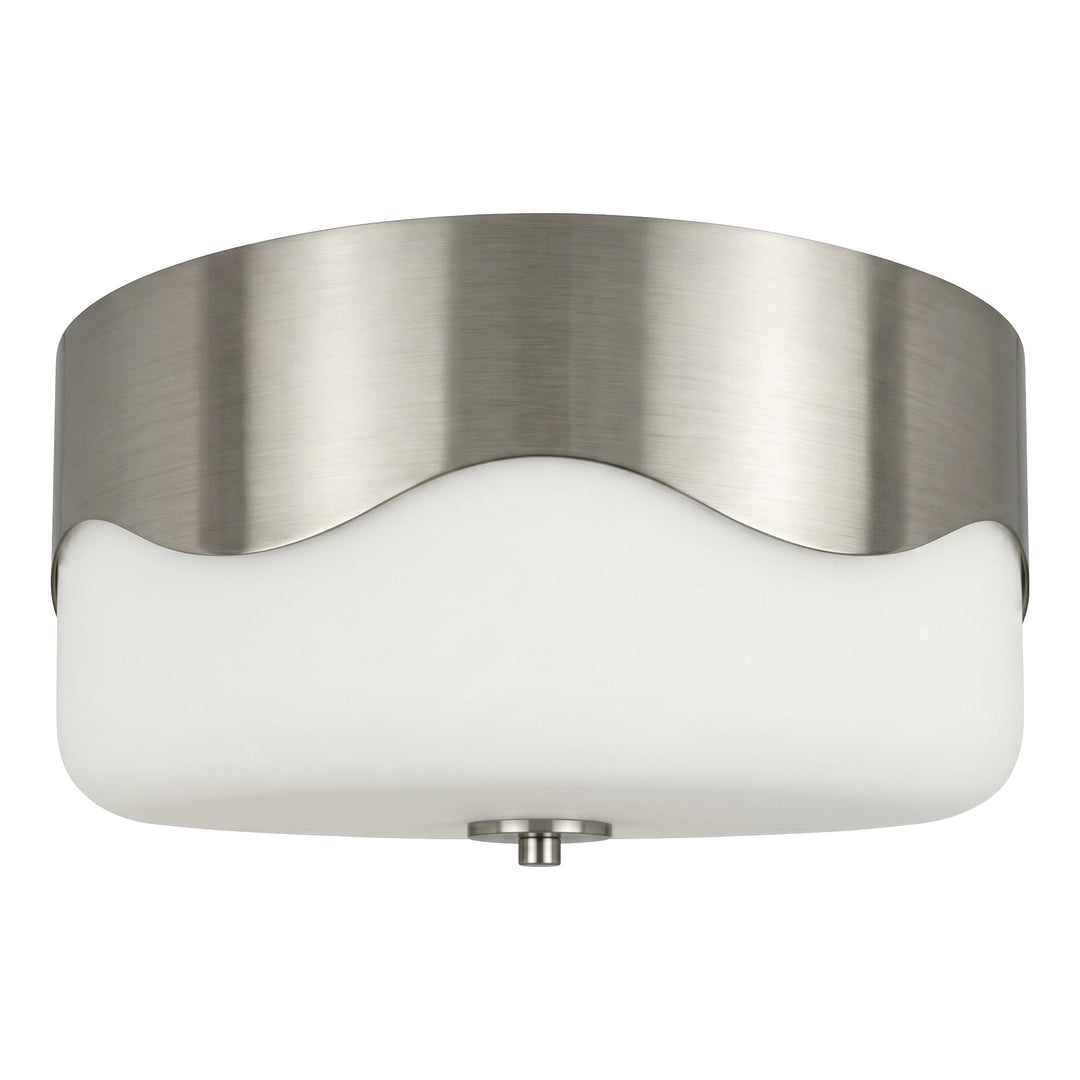 13''-2 Lights Matte Black Modern Water Ripple Glass Drum Dimmable Swivel Lamp Head Flush Mount Lighting For Bedroom/Hallway #29043