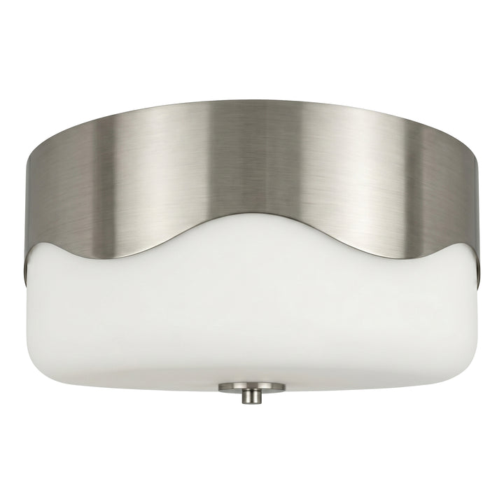 13''-2 Lights Matte Black Modern Water Ripple Glass Drum Dimmable Swivel Lamp Head Flush Mount Lighting For Bedroom/Hallway #29043