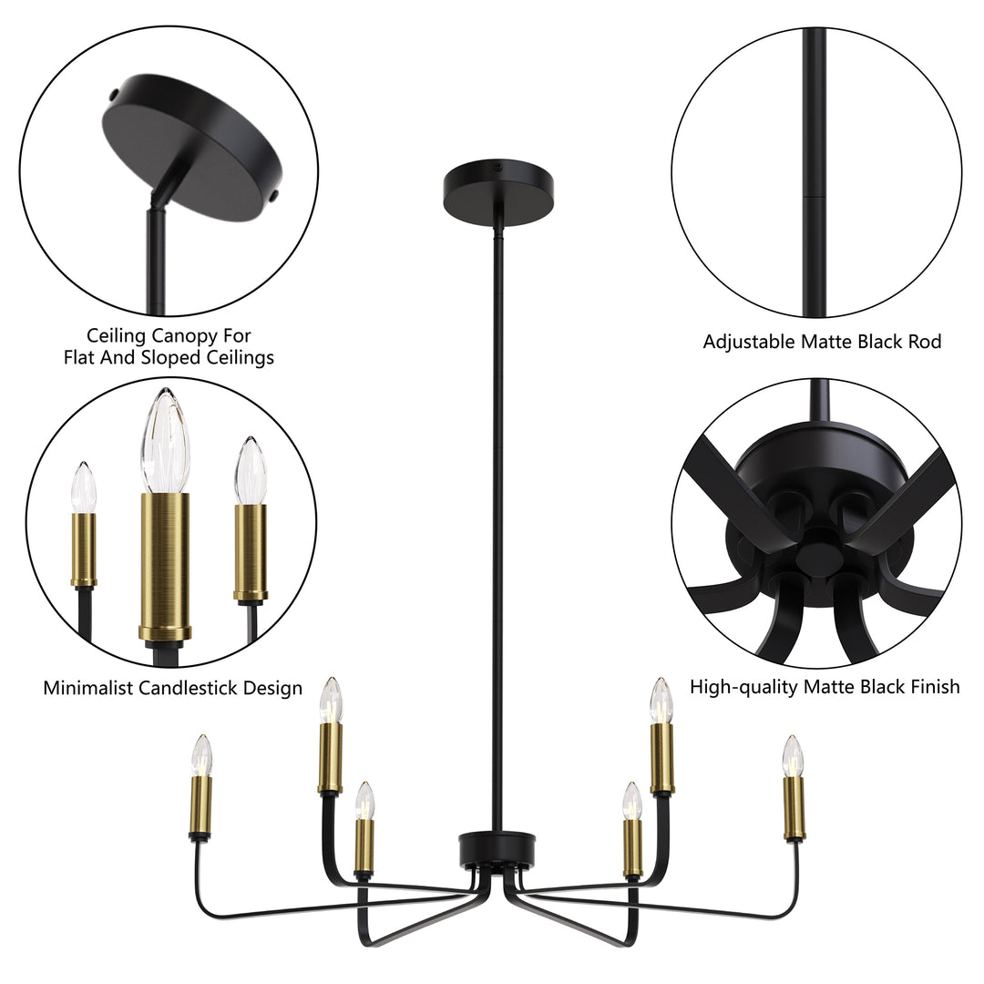 Essence 6 - Light 26"W Dimmable Classic Candle Style Chandelier #29020