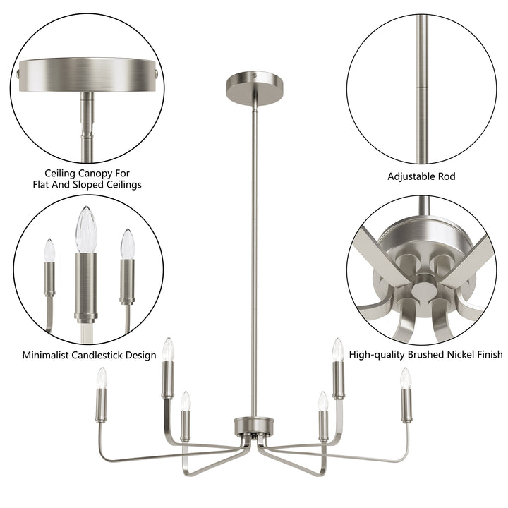 Essence 6 - Light 26"W Dimmable Classic Candle Style Chandelier #29020