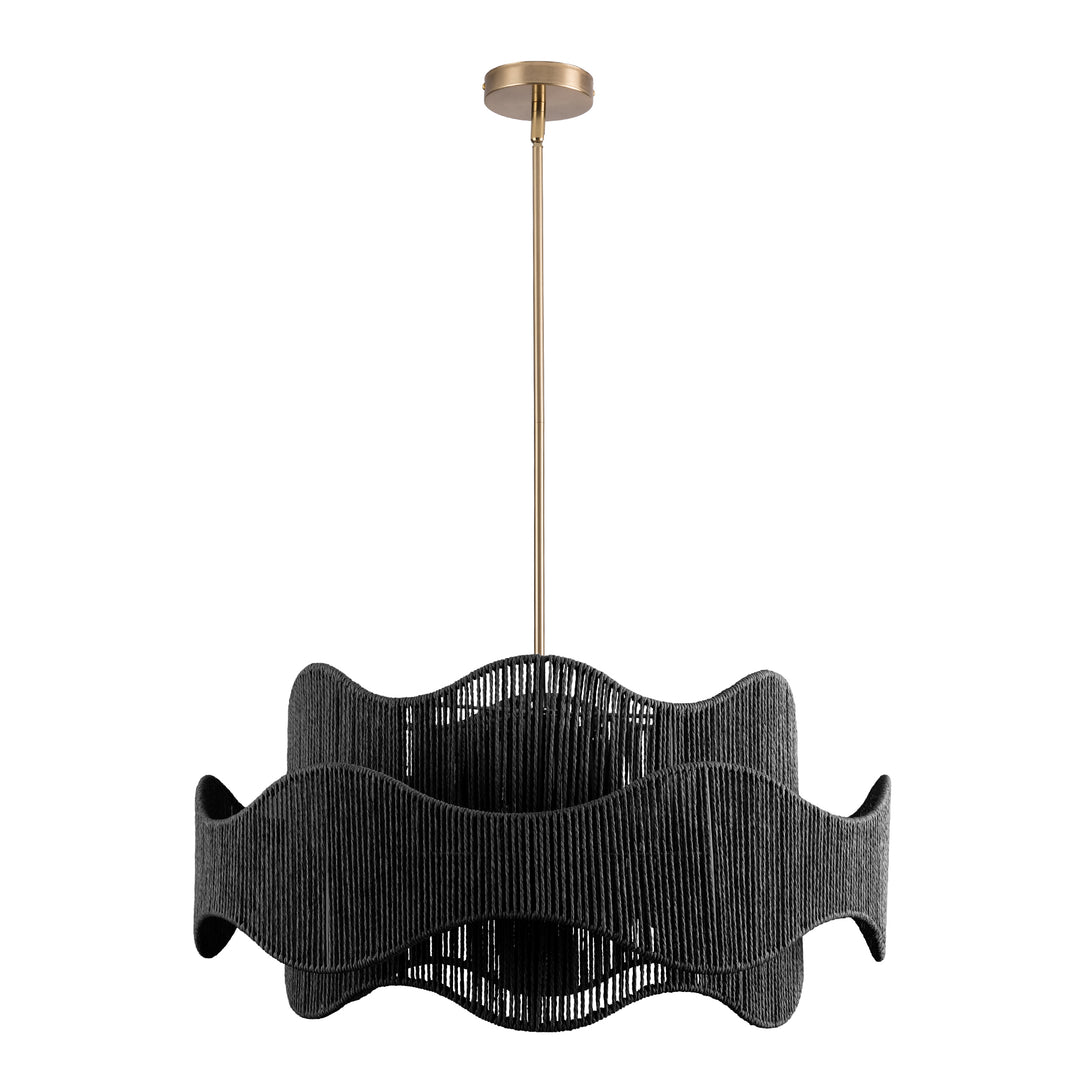 Shine 5 - Light 28" Hand-Woven Rattan Boho/Modern Farmhouse Drum Chandelier With Polished Brass Finish For Dining Room Or Bedroom #29040