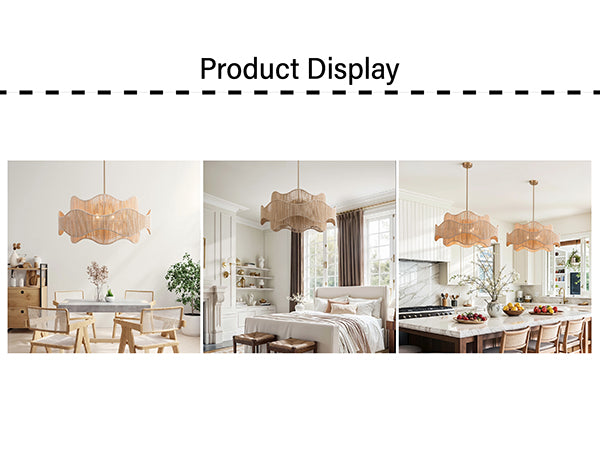 Shine 5 - Light 28" Hand-Woven Rattan Boho/Modern Farmhouse Drum Chandelier With Polished Brass Finish For Dining Room Or Bedroom #29040