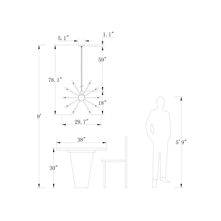Maxax 30 - Light Sputnik Sphere&Modern Linear Chandelier #19145