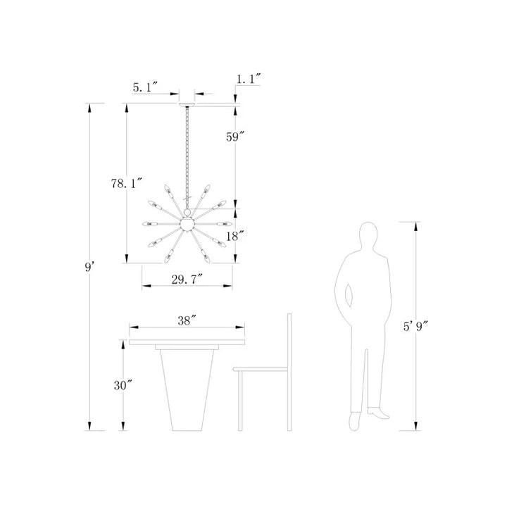 Maxax 30 - Light Sputnik Sphere&Modern Linear Chandelier #19145