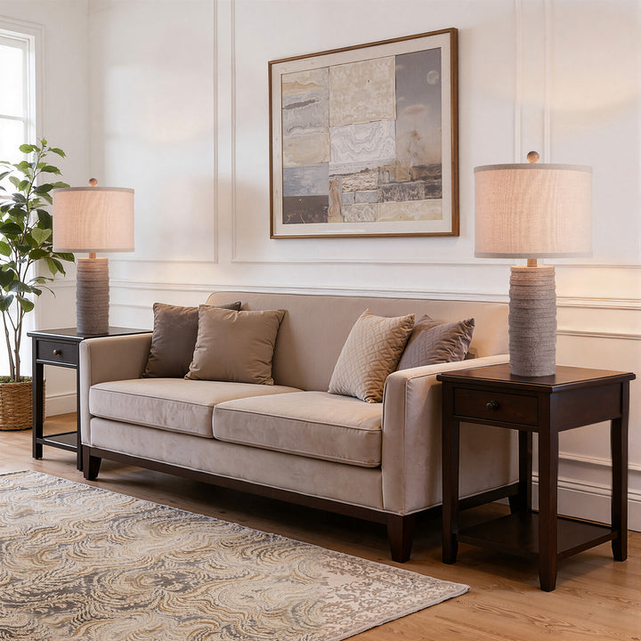 Maxax 23" Farmhouse Table Lamps Set of 2 with USB Ports, 3-Way Dimmable Resin Bedside Lamps for Living Room, Nightstand, Bedroom #T188