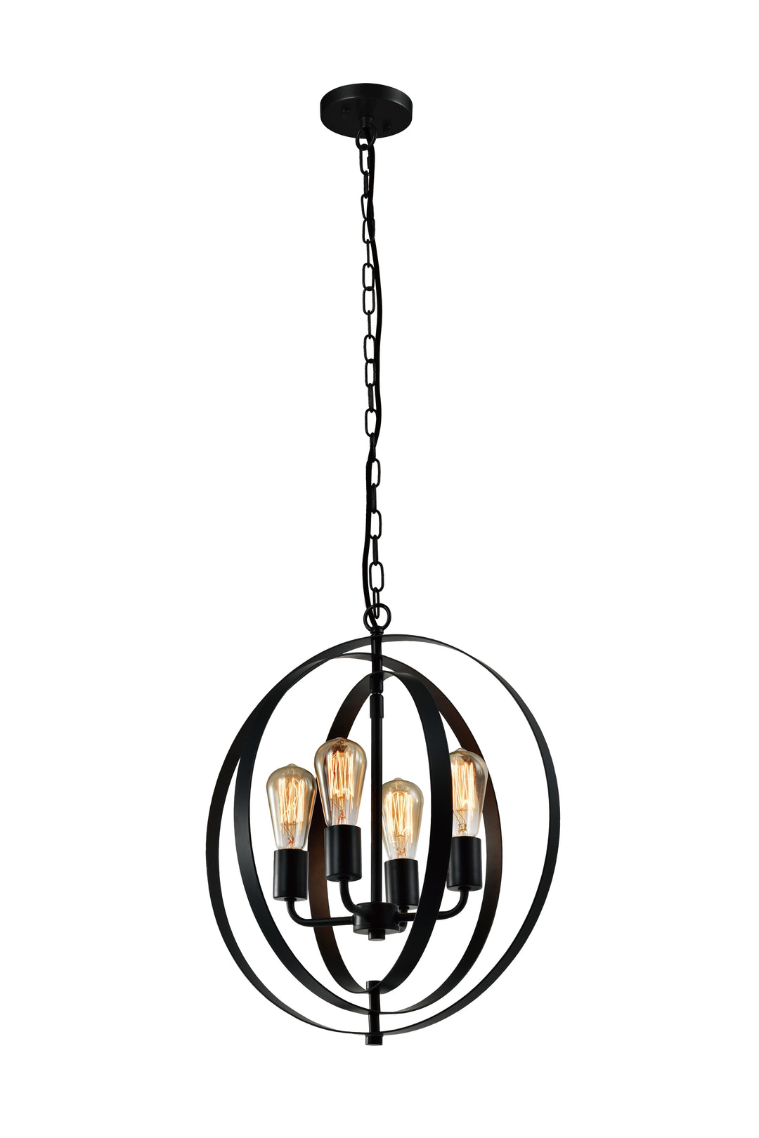 Maxax 4 - Light Candle Style&Lantern Globe&Geometric With Wrought Iron Accents #MX21018-4BK