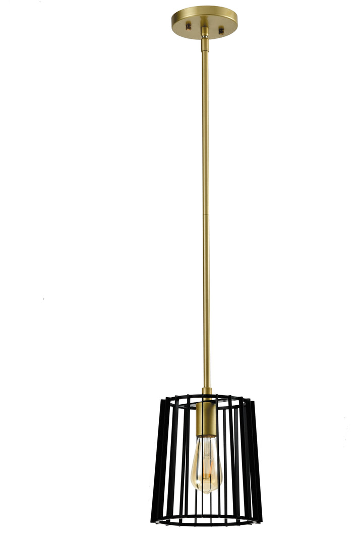 Maxax 1 - Light Wrought Iron Drum Pendant Light #MX2034-P1BG