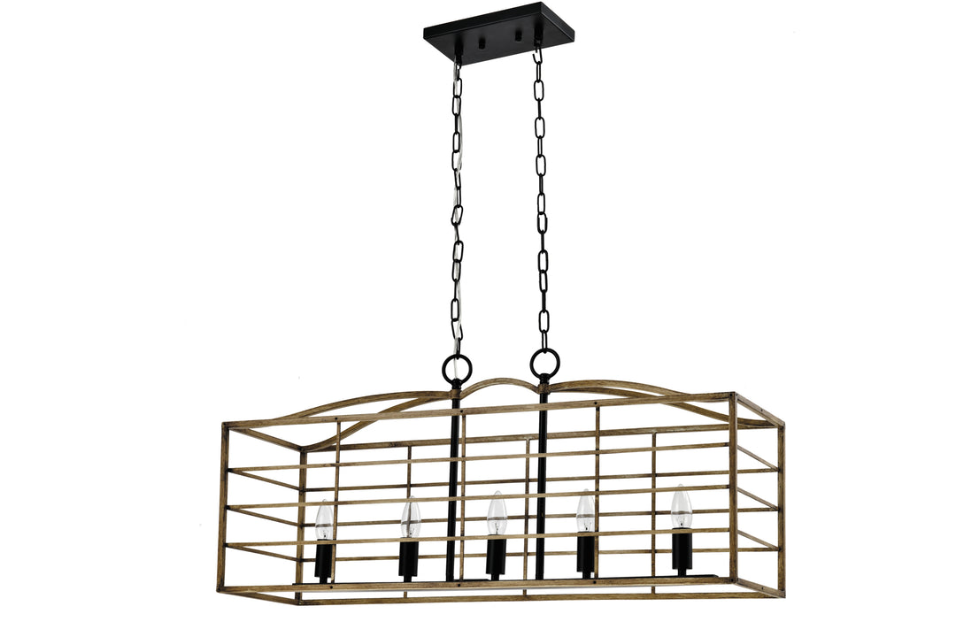 MAXAX 5 - Light Kitchen Island&Candle Style Square / Rectangle&Linear&Modern Linear With Wrought Iron#MX21002-5BK