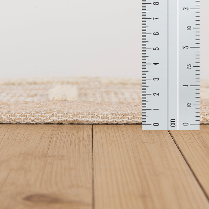4modernhome Jute & Wool Hand Braided Natural Fibers High-Low Pile Farmhouse Style Area Rug In Off White/Natural For Dining Room, Living Room, Kitchen #DT24