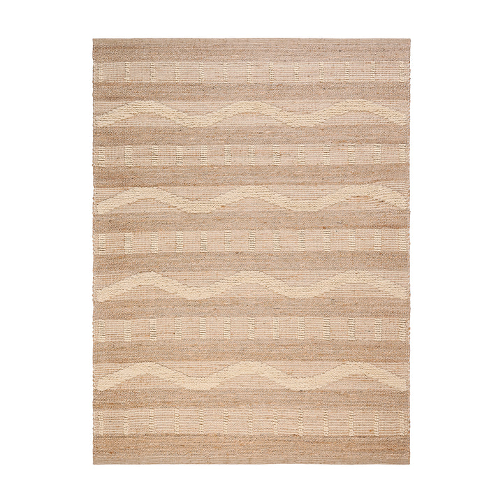 4modernhome Jute & Wool Hand Braided Natural Fibers High-Low Pile Farmhouse Style Area Rug In Off White/Natural For Dining Room, Living Room, Kitchen #DT24