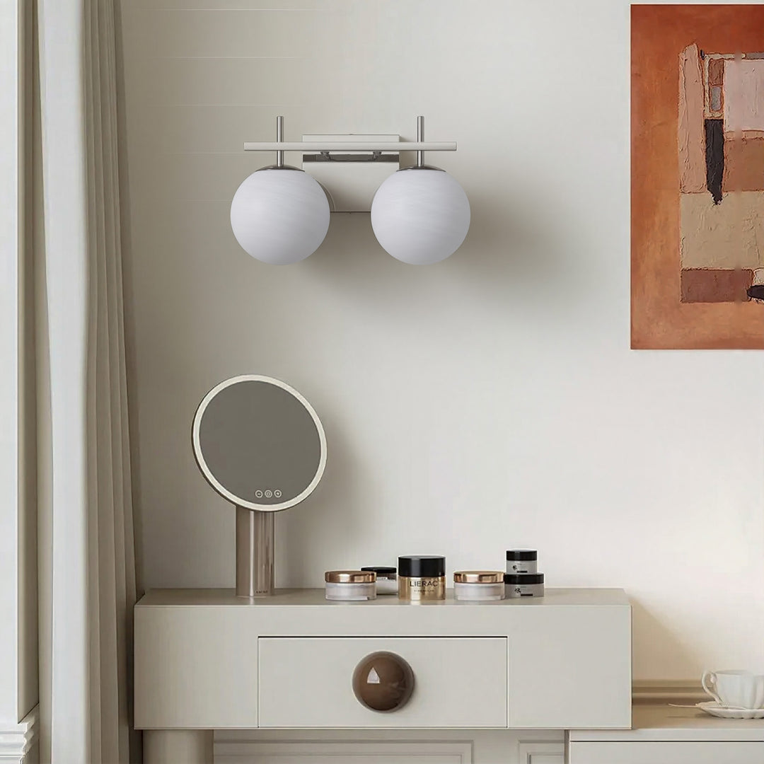 Nimbus Bathroom Vanity Light With Round Shape Cloud Glass Shade #29015