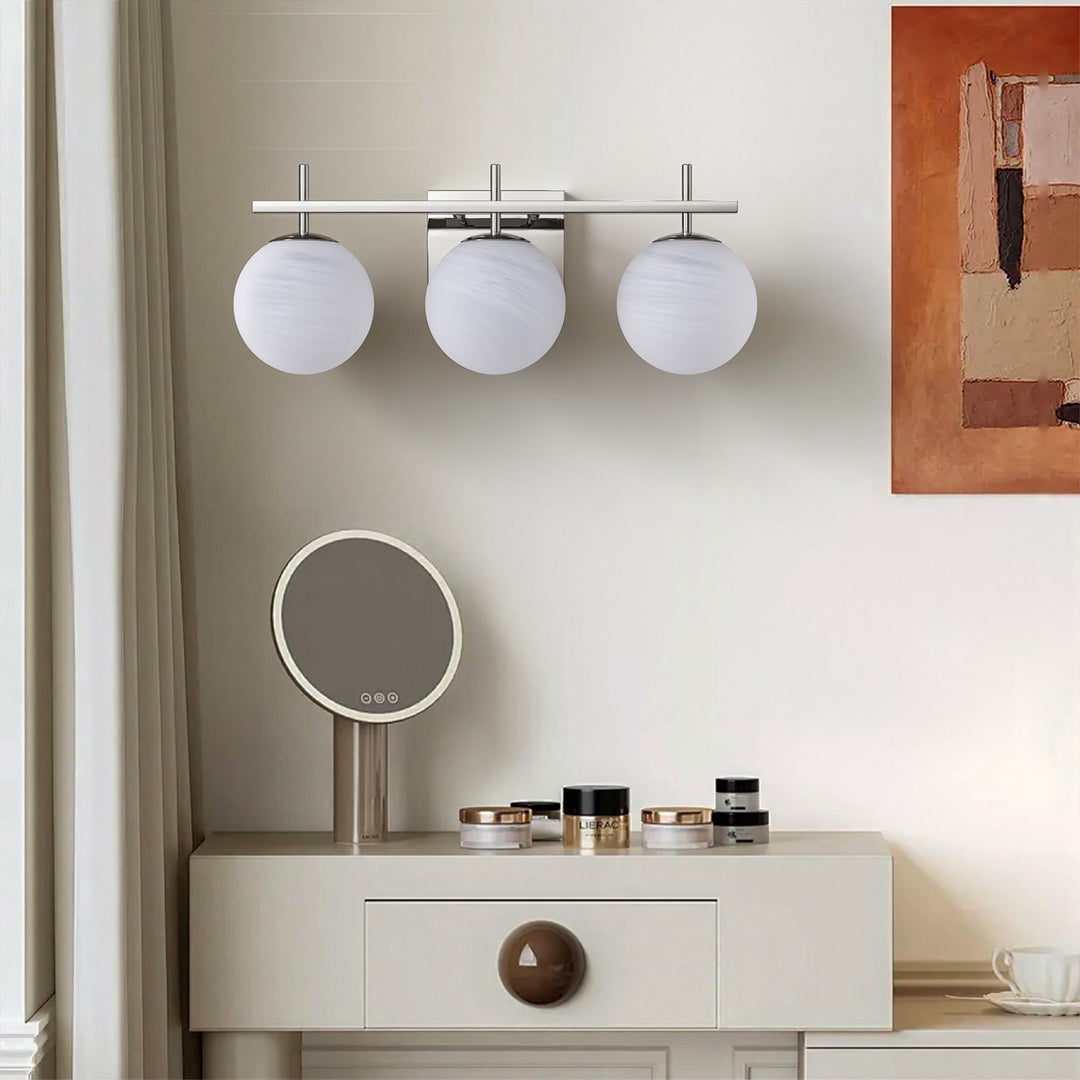 Nimbus Bathroom Vanity Light With Round Shape Cloud Glass Shade #29015