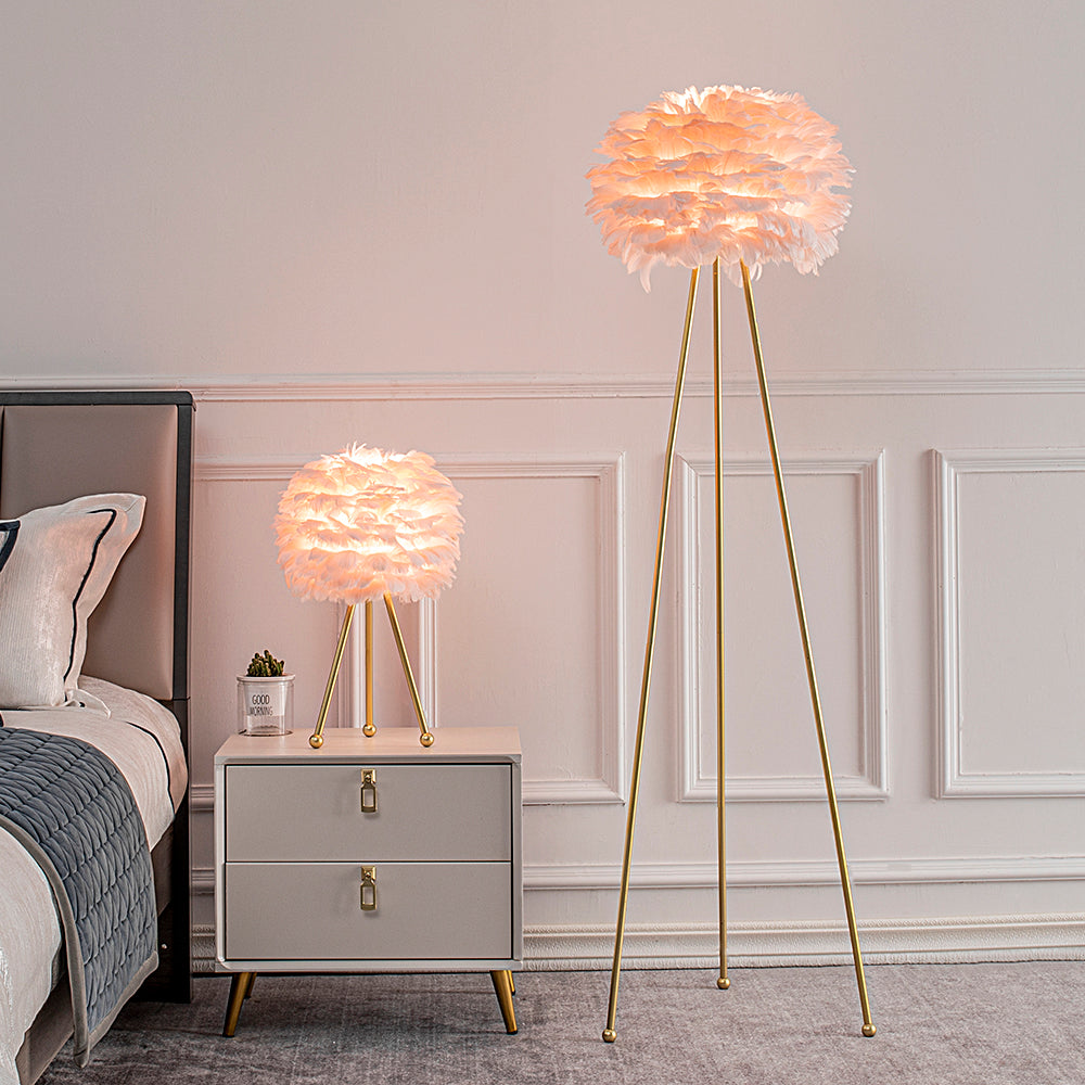 Maxax 60in Tripod Feather Floor Lamp #F21