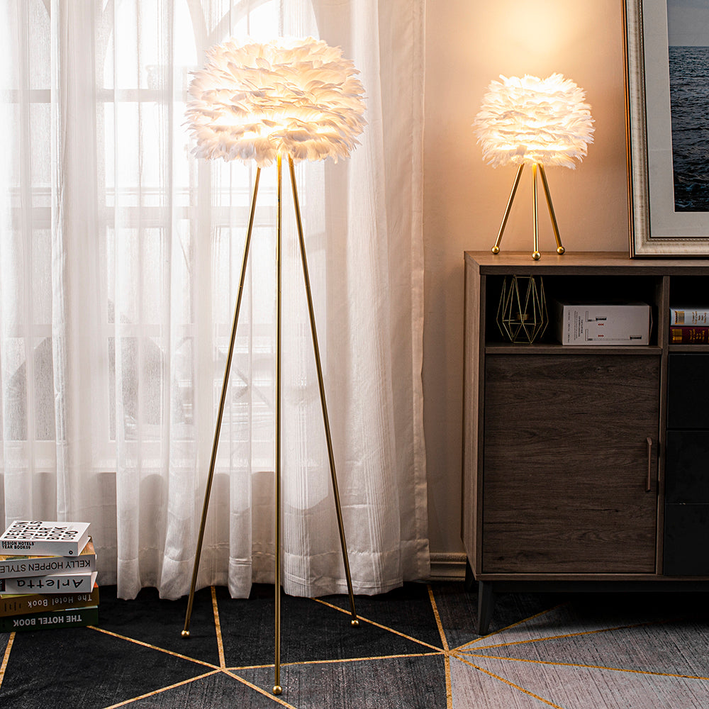 Maxax 60in Tripod Feather Floor Lamp #F21-PK