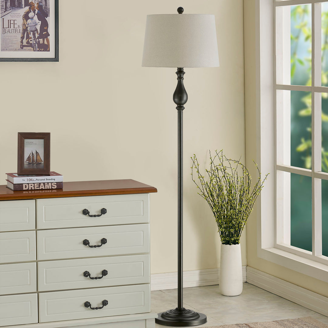 Maxax 62.5 Dimmable Black Floor Lamp with Fabric Shade #F23