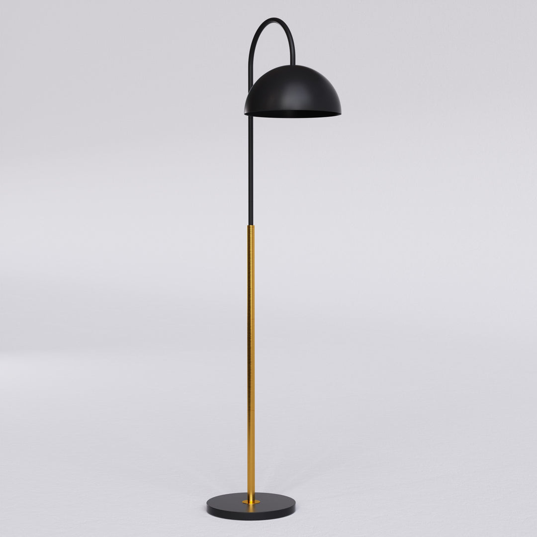 63.7" Black Metal And Marble Arched Floor Lamp #F260