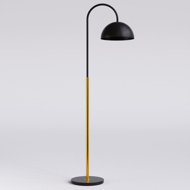 63.7" Black Metal And Marble Arched Floor Lamp #F260-BK