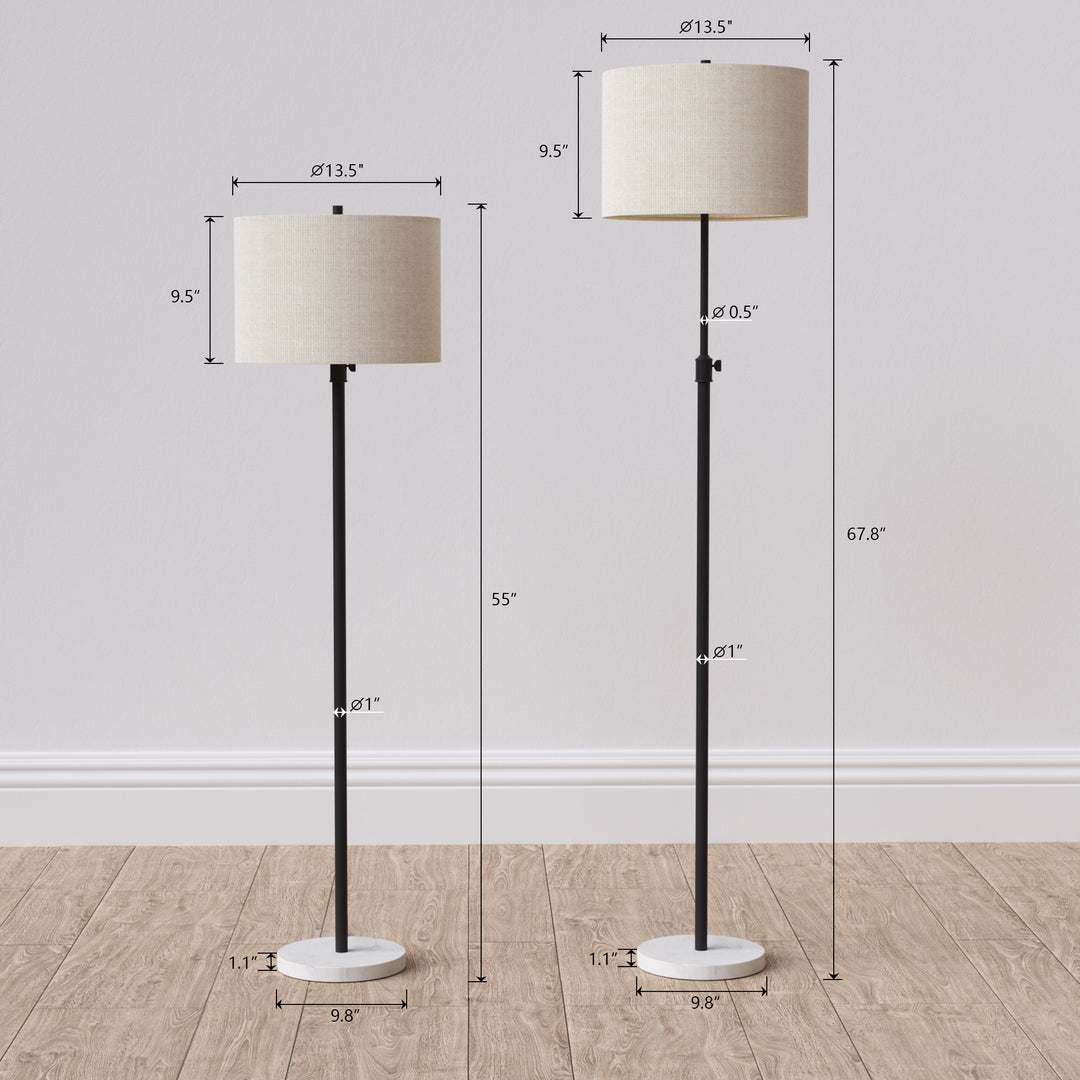 67.75" Modern Metal And Marble Floor Lamp For Living Room/bedroom