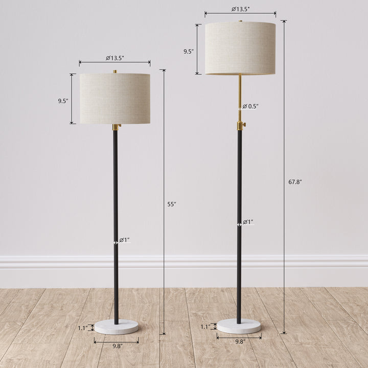 67.75" Modern Metal And Marble Floor Lamp For Living Room/bedroom