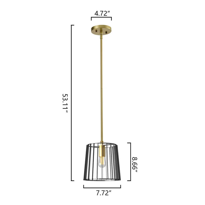 Maxax 1 - Light Wrought Iron Drum Pendant Light #MX2034-P1BG