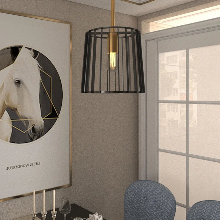 Maxax 1 - Light Wrought Iron Drum Pendant Light #MX2034
