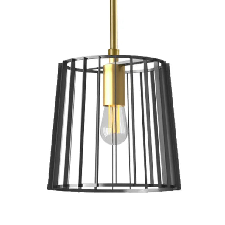 Maxax 1 - Light Wrought Iron Drum Pendant Light #MX2034-P1BG