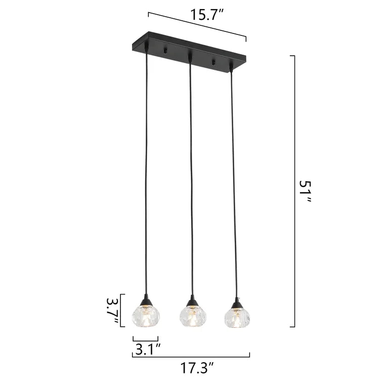 Maxax 3 - Light Kitchen Island Globe Pendant With Crystal Accents #MX19053
